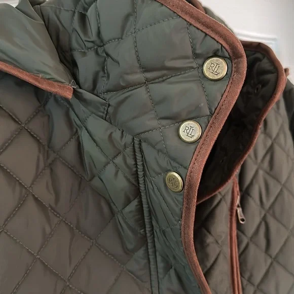 Ralph Lauren Diamond quilt jacket with faux leather trim XL NWT - Picture 16 of 17